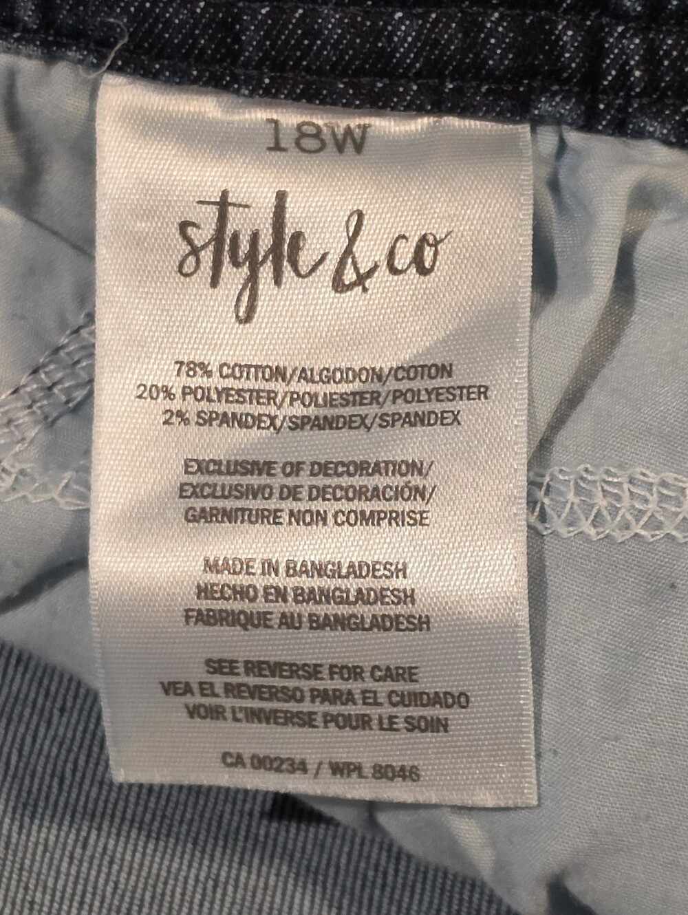 Style & Co. Blue Straight-Leg Jeans with Pink Floral Embroidery Plus Size 18 New - Picture 10 of 10